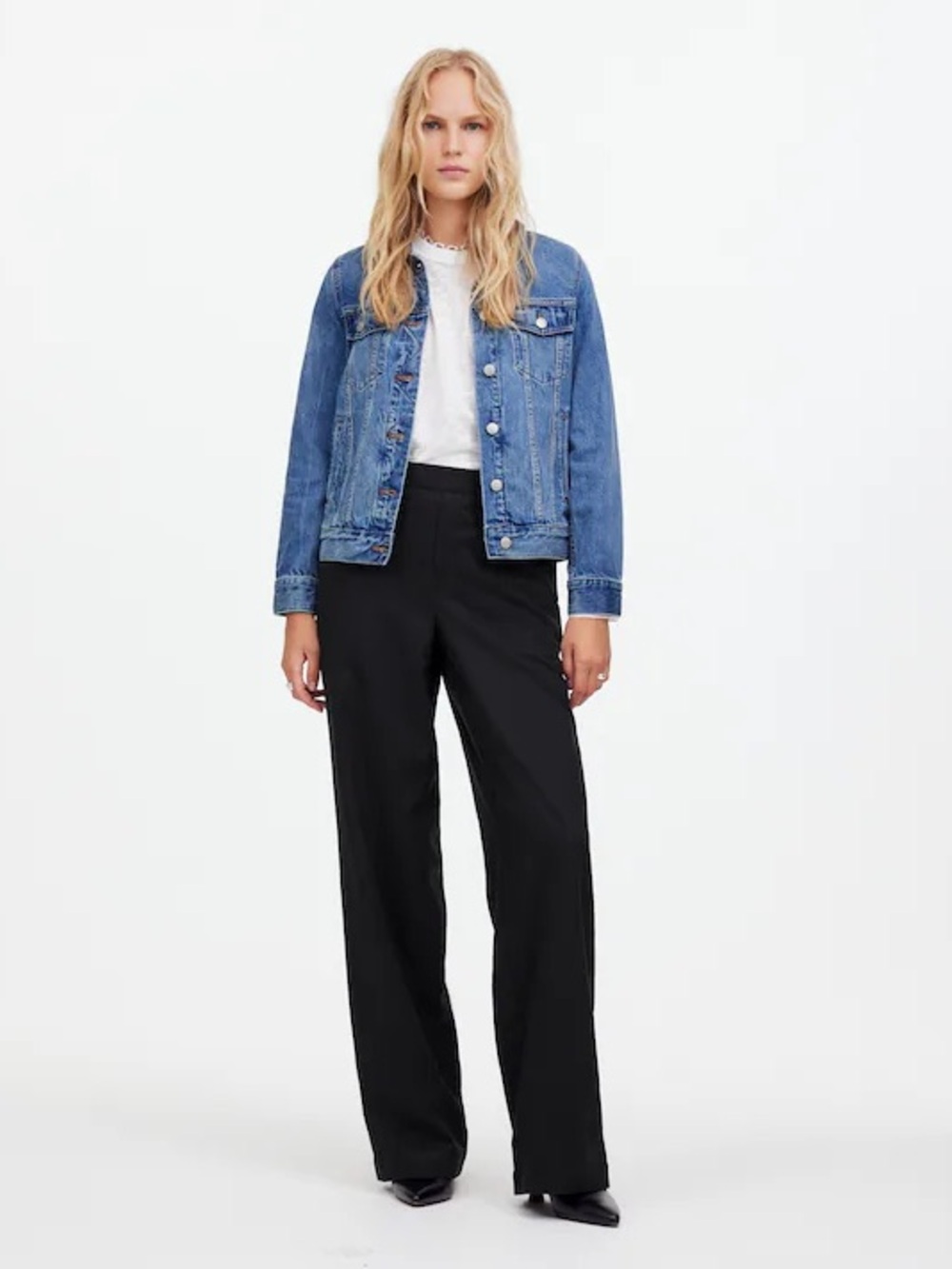 Madewell Pull-On Straight Pants in Drapey Twill Black